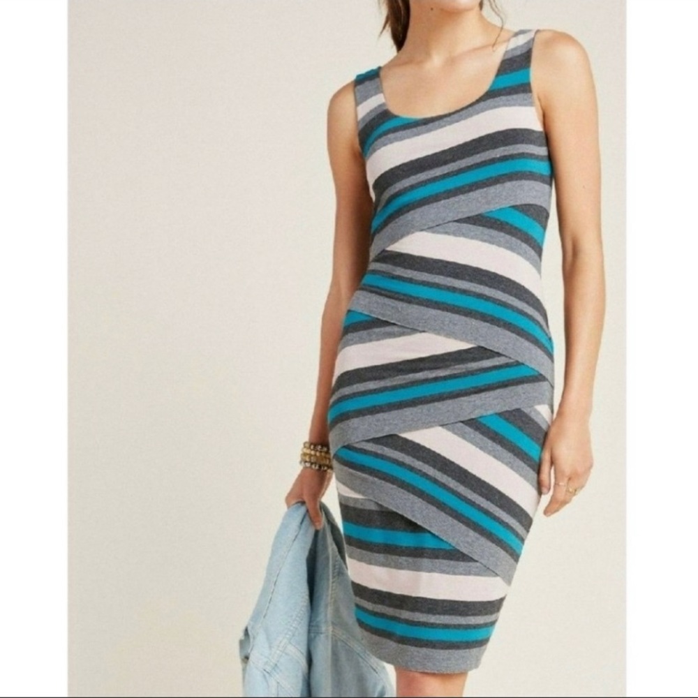 Bailey 44 Striped Frontera Layered Sleeveless Knee Length Dress